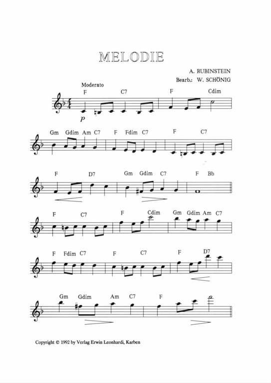 "Melodie in F Opus 3 Nr. 1" von A. Rubinstein
