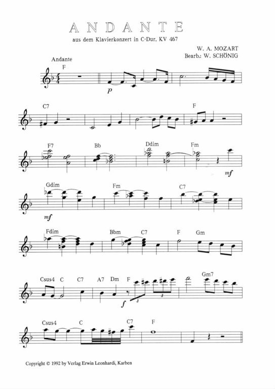 "Andante aus dem Klavierkonzert in C-Dur" von W. A. Mozart