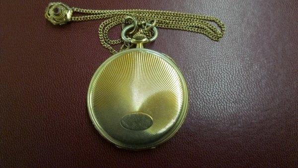 Taschenuhr ELIDA, Frack-Uhr, gold mit Kette